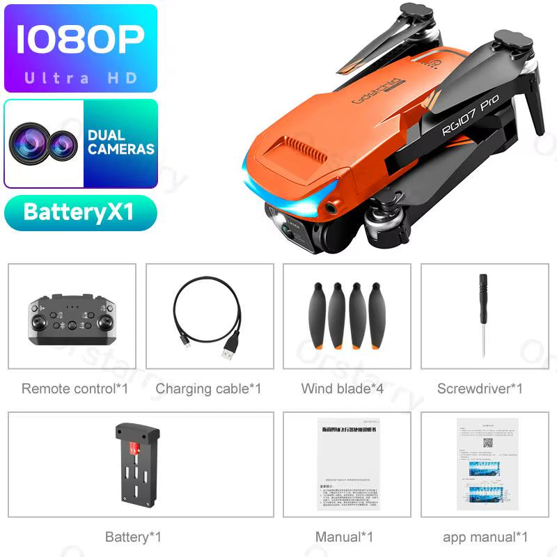 2024 HOT RG107 Pro Mini Drone 4K ESC Three-Sided Obstacle Avoidance Professional Dual HD Camera FPV Dron Foldable Quadcopter Toy