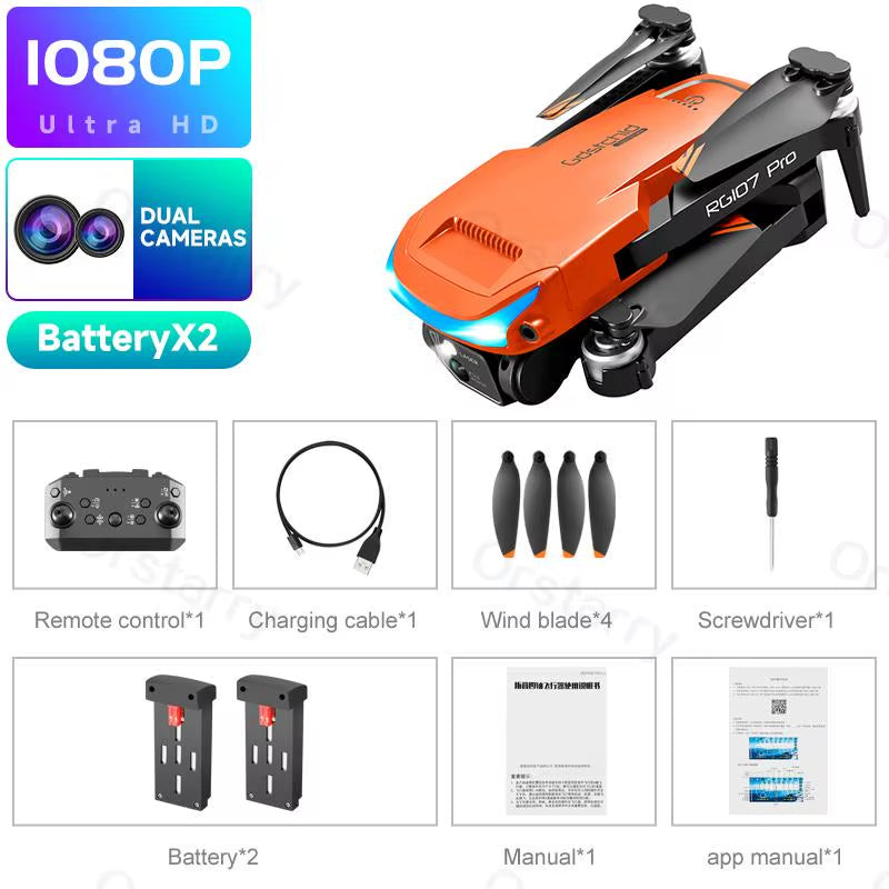 2024 HOT RG107 Pro Mini Drone 4K ESC Three-Sided Obstacle Avoidance Professional Dual HD Camera FPV Dron Foldable Quadcopter Toy