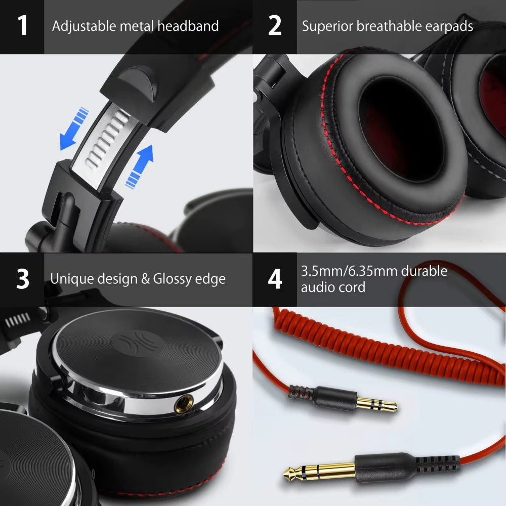 Studio Pro DJ Headphone over Ear 50Mm Drivers HIFI Wired Headset Professional Monitor DJ Headphones with Mic for Phone