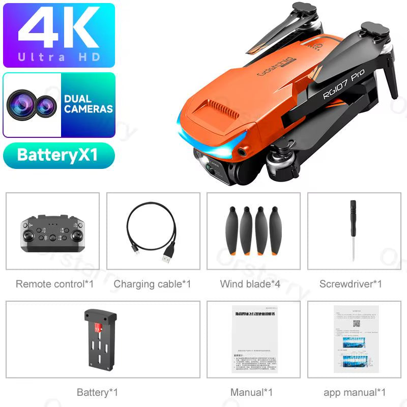 2024 HOT RG107 Pro Mini Drone 4K ESC Three-Sided Obstacle Avoidance Professional Dual HD Camera FPV Dron Foldable Quadcopter Toy