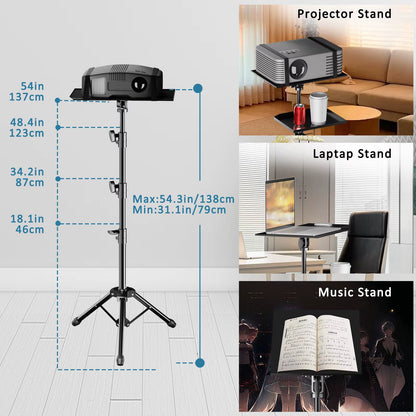 125Cm Projector Tripod Laptop Tripod Adjustable Height 23 to 63" Standing Desk Outdoor Computer Desk Stand Studio