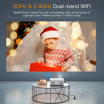 WiFi Wizardry: The 5G/2.4G Bluetooth Projector That Turns Your Living Room into a Movie Theater (Complete with 100" Screen and Tripod for Your Award-Winning Performance)