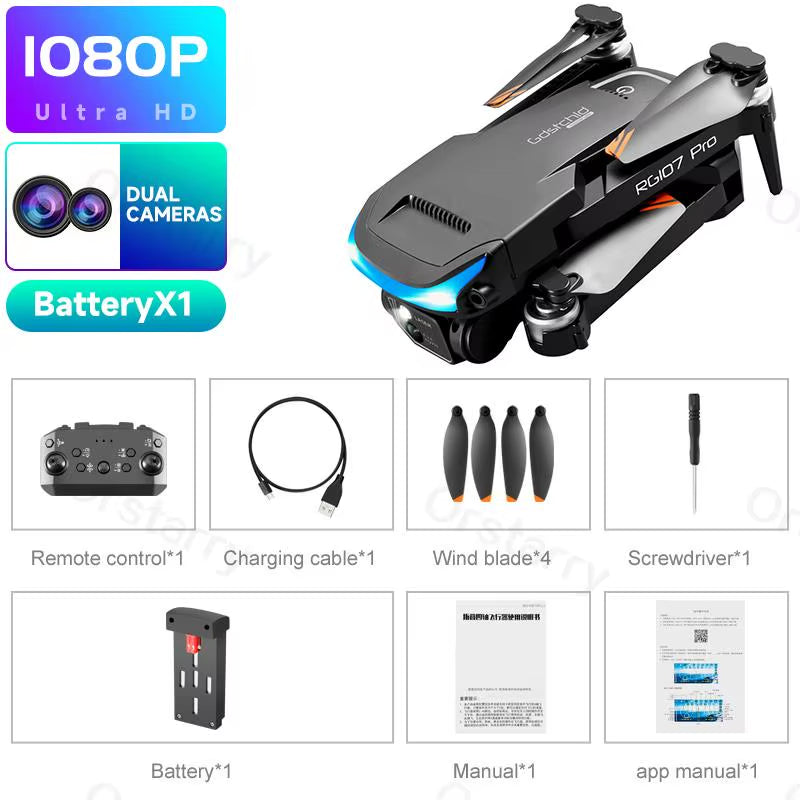 2024 HOT RG107 Pro Mini Drone 4K ESC Three-Sided Obstacle Avoidance Professional Dual HD Camera FPV Dron Foldable Quadcopter Toy