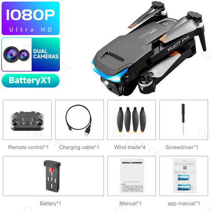 2024 HOT RG107 Pro Mini Drone 4K ESC Three-Sided Obstacle Avoidance Professional Dual HD Camera FPV Dron Foldable Quadcopter Toy