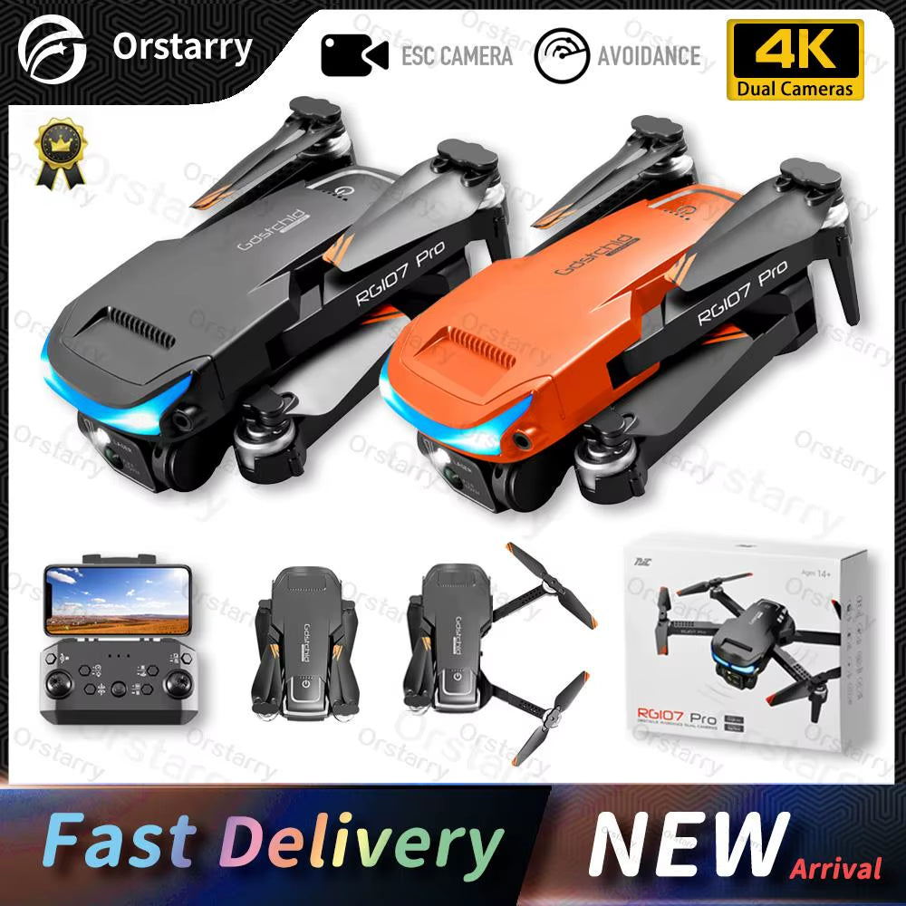 2024 HOT RG107 Pro Mini Drone 4K ESC Three-Sided Obstacle Avoidance Professional Dual HD Camera FPV Dron Foldable Quadcopter Toy