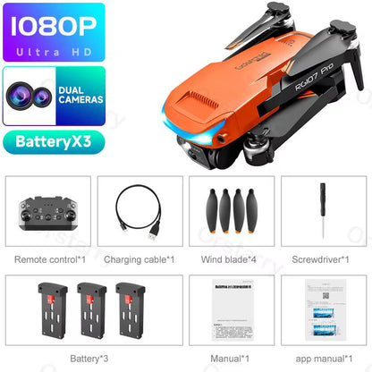 2024 HOT RG107 Pro Mini Drone 4K ESC Three-Sided Obstacle Avoidance Professional Dual HD Camera FPV Dron Foldable Quadcopter Toy